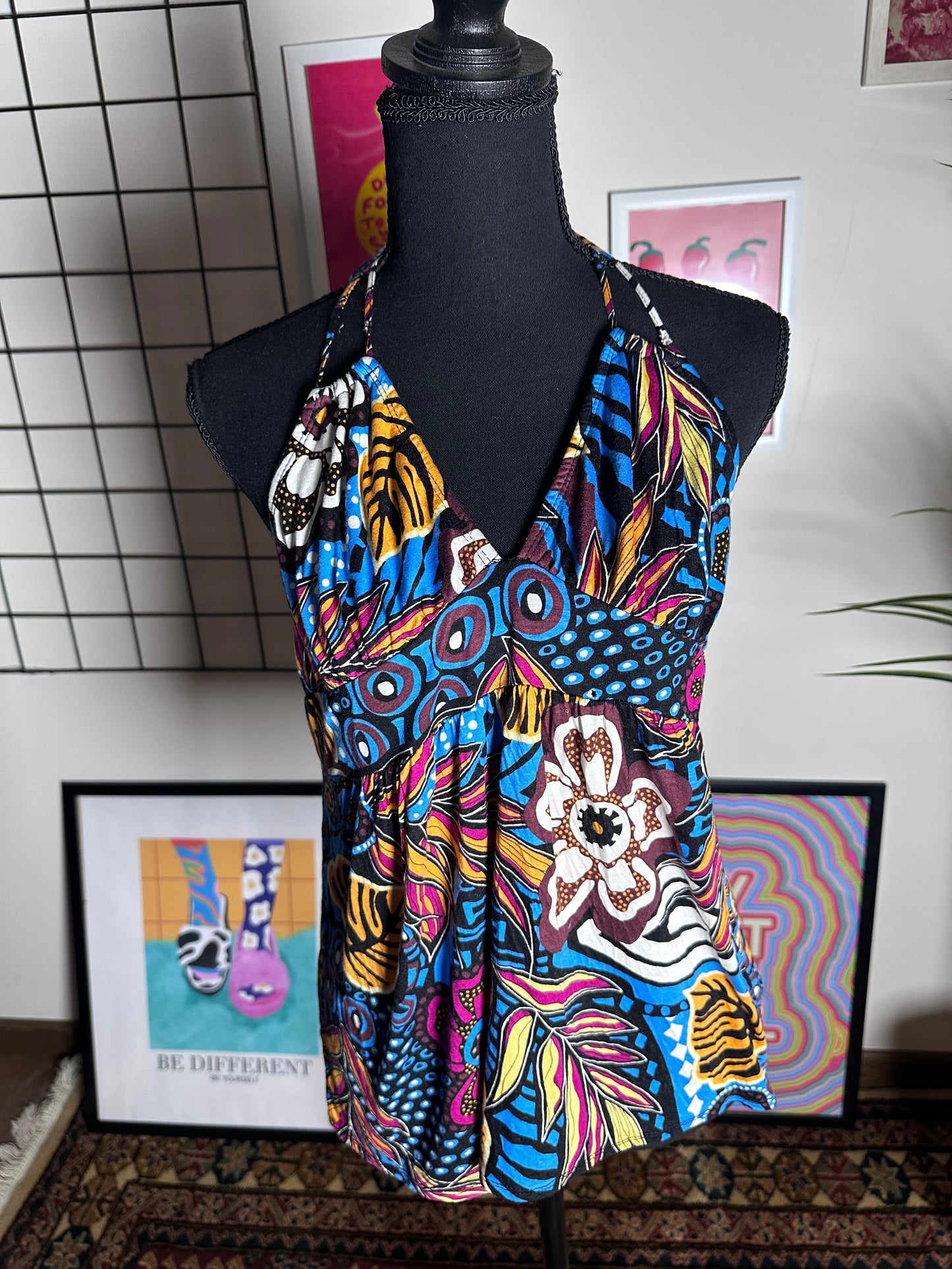 Vibrant Abstract Halter Top (Large)