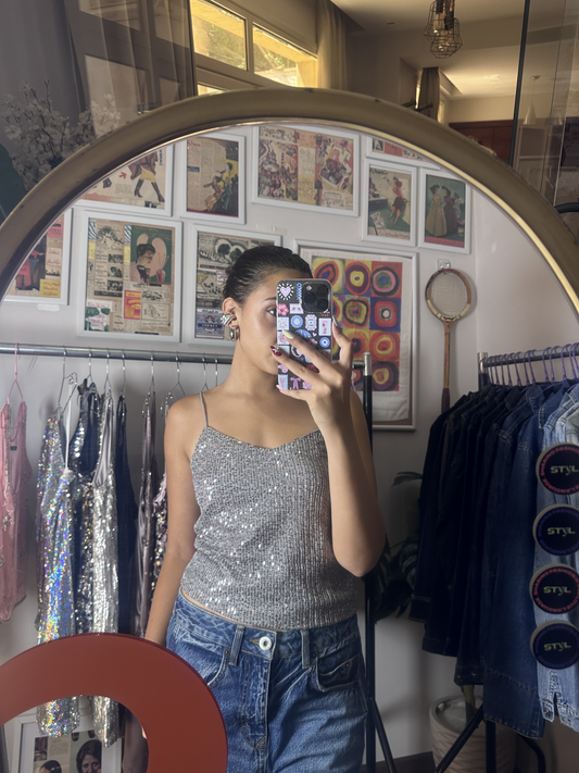 Silver Sequined Top (Large)