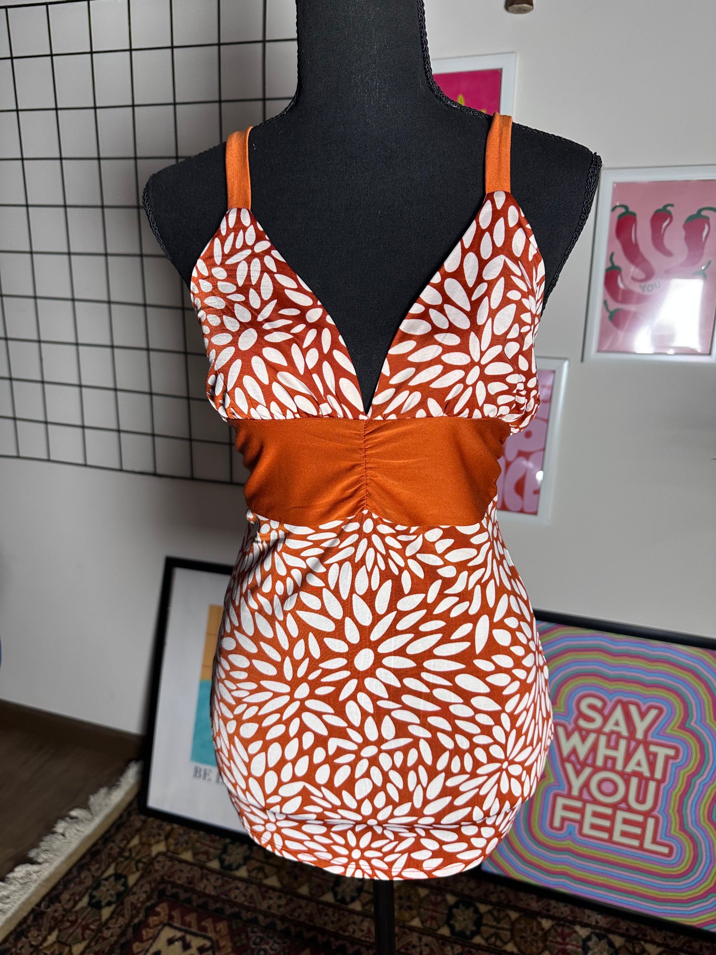 Orange Bloom Rushed Top (X Large)