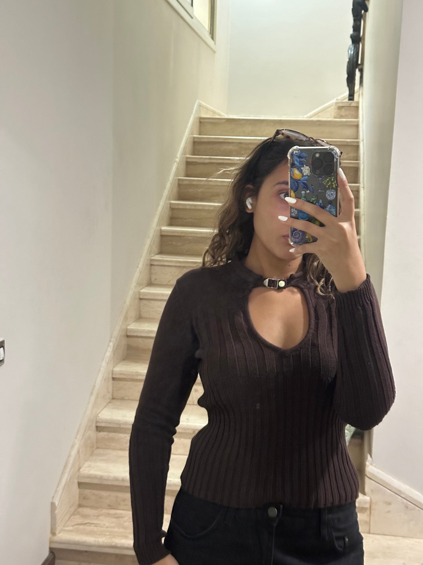 Brown Vintage Ribbed Top