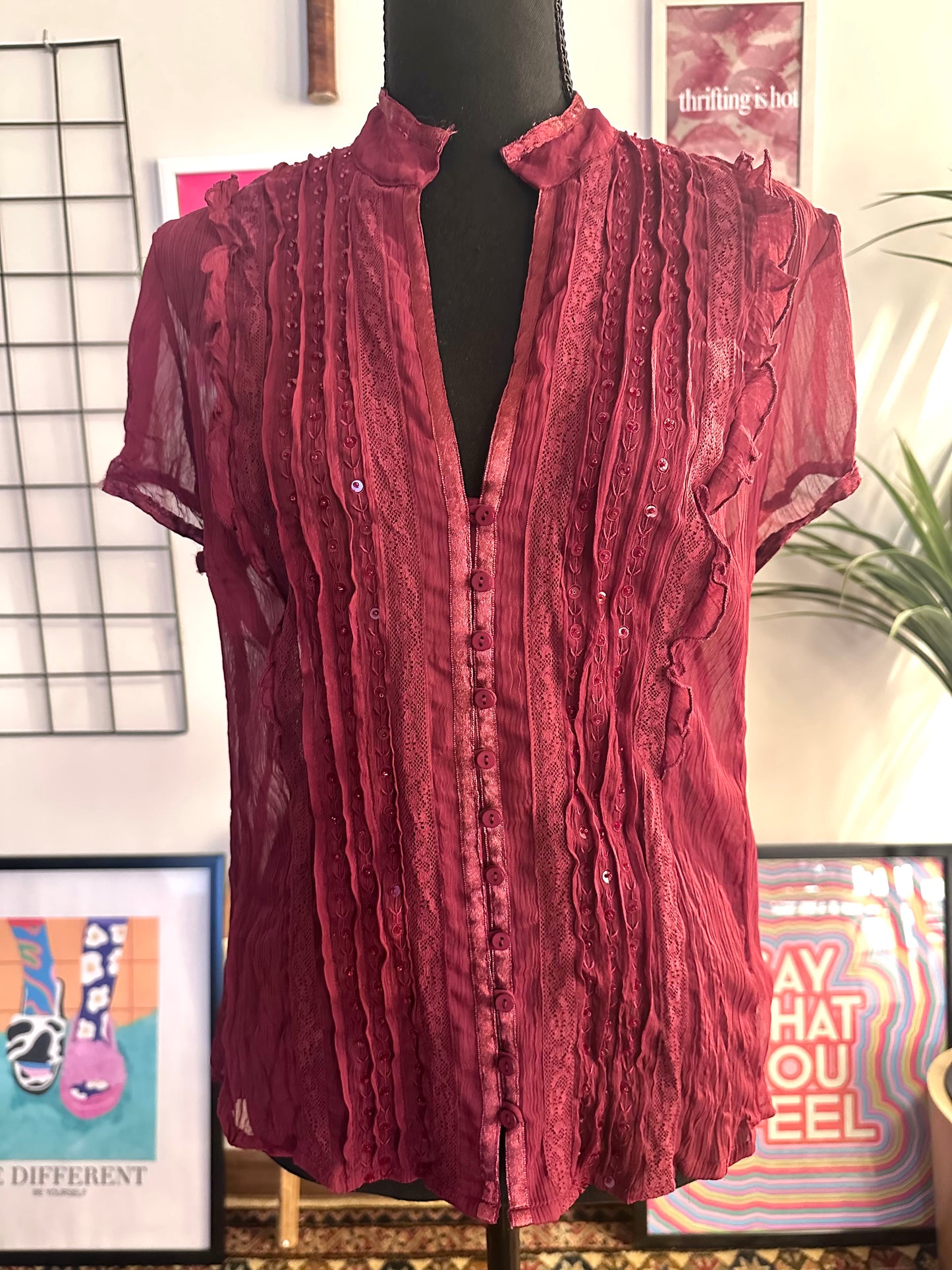 Cranberry Ruffle Top (Large)