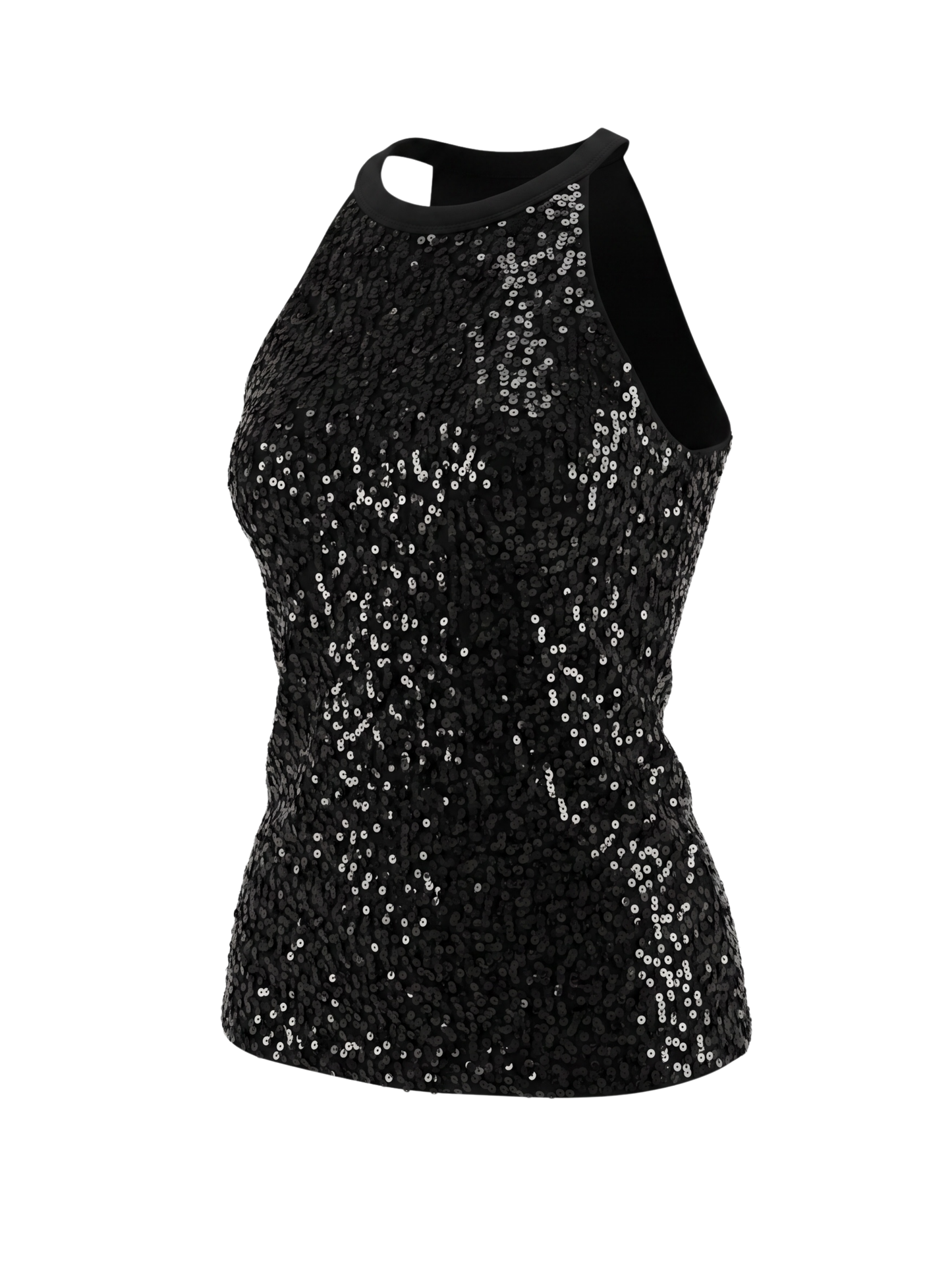 Black Sequin Halter top (Large)