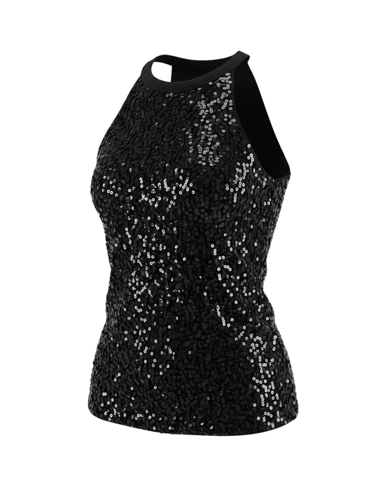 Black Sequin Halter top (Large)