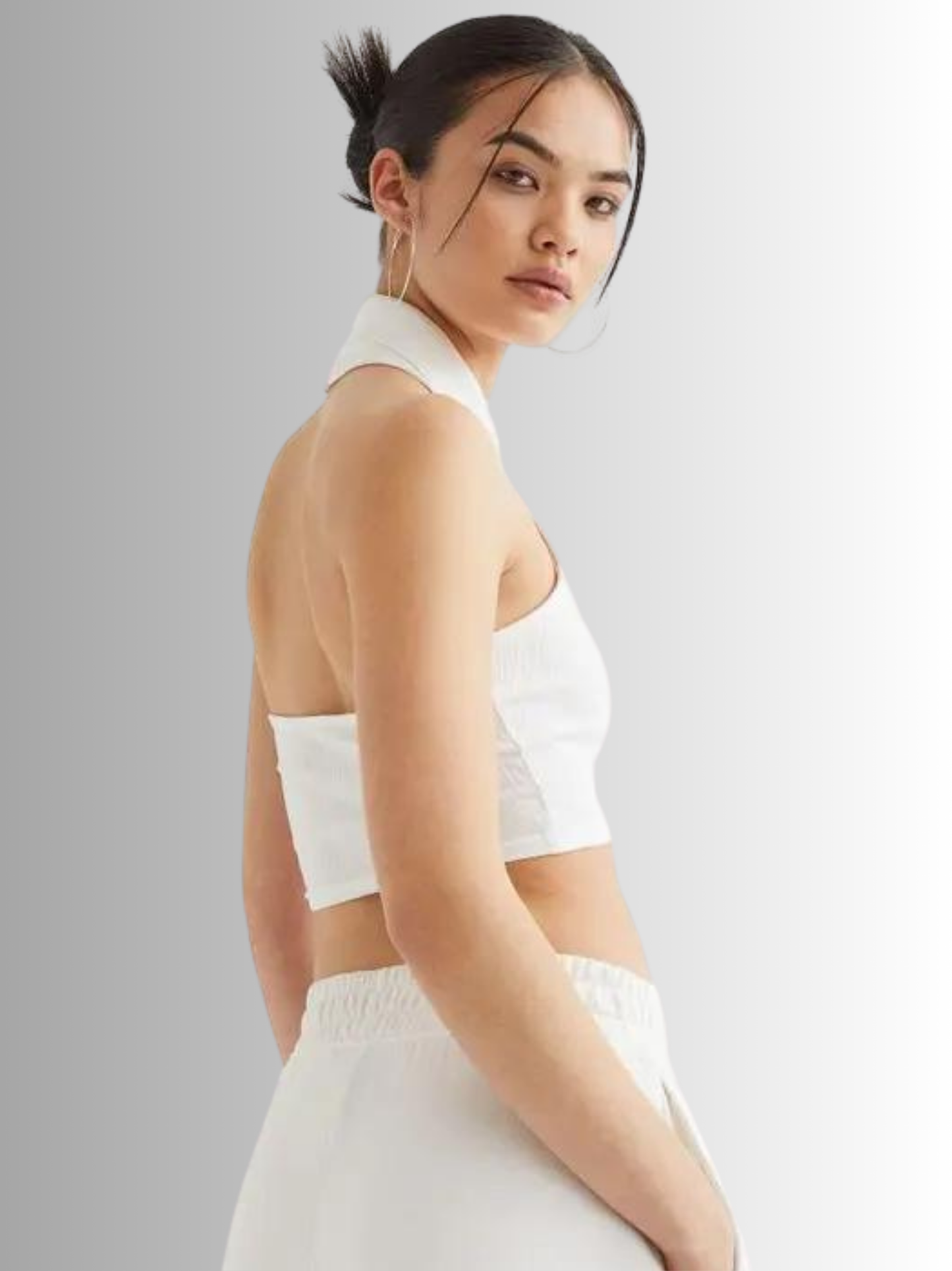 White Halter Crop Top - Zara