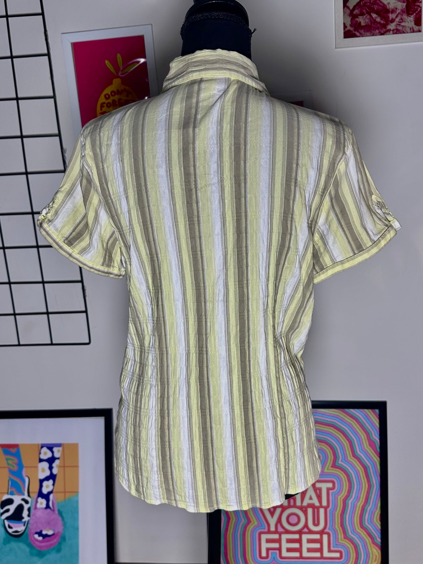 Side Rushed Striped Shirt (Medium)
