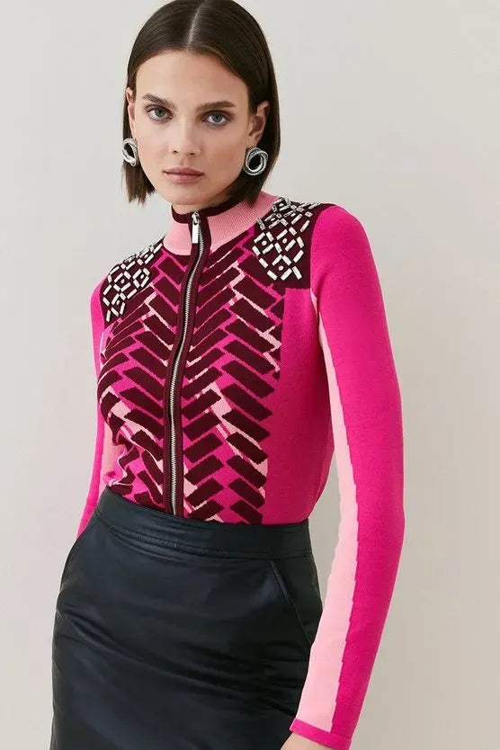 Embellished Jacquard Zip (Small)