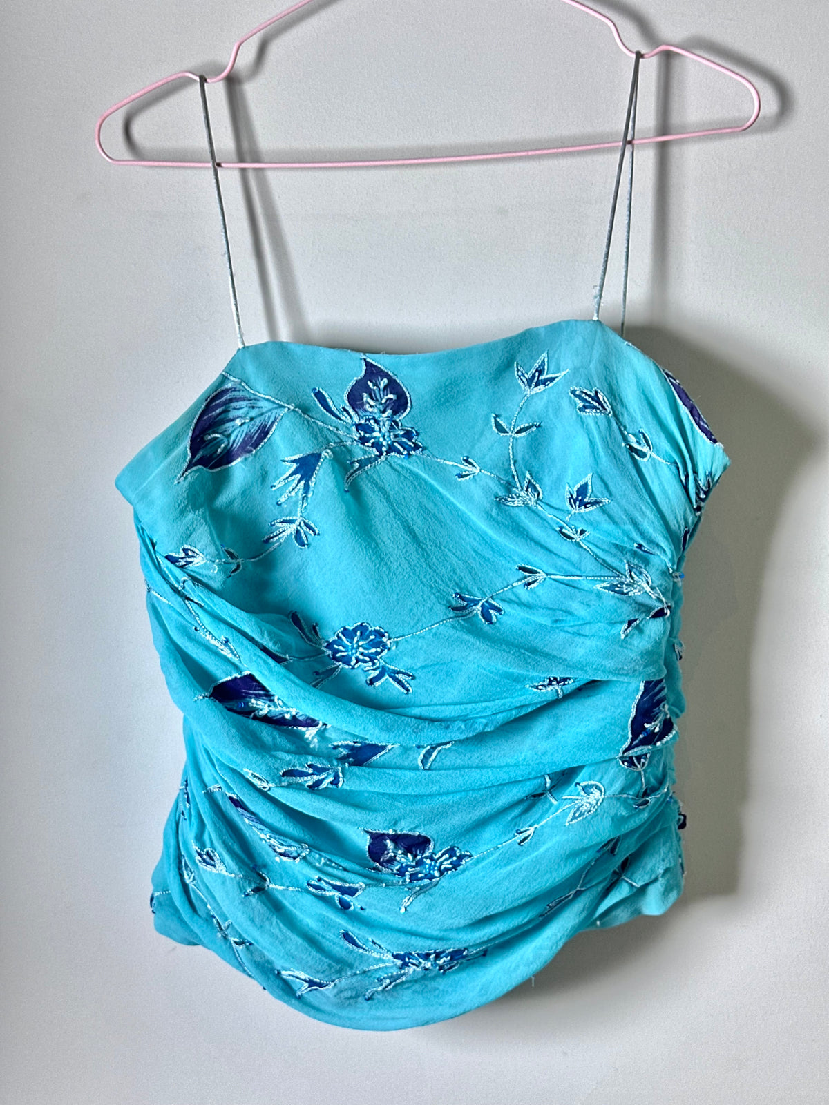 Turquoise Cami with embroidery (Medium)