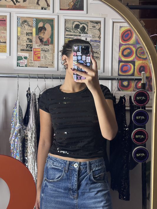 Sequin Black T-shirt (Medium)