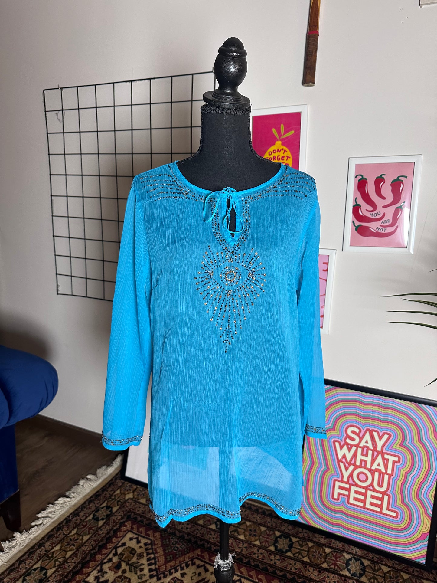 Blue Mesh Cover Up (Large)