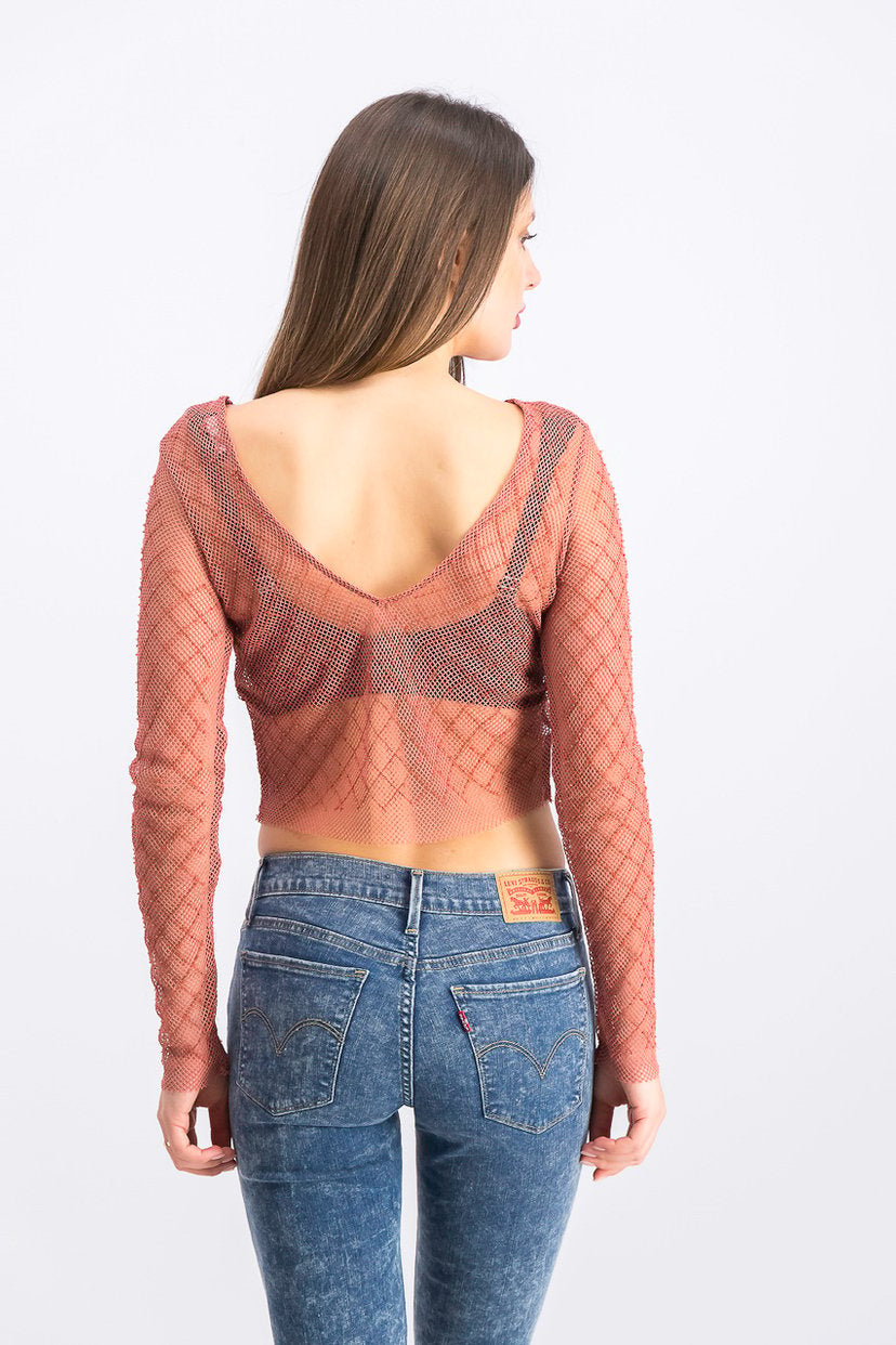 Shimmery Mesh Top - Bershka