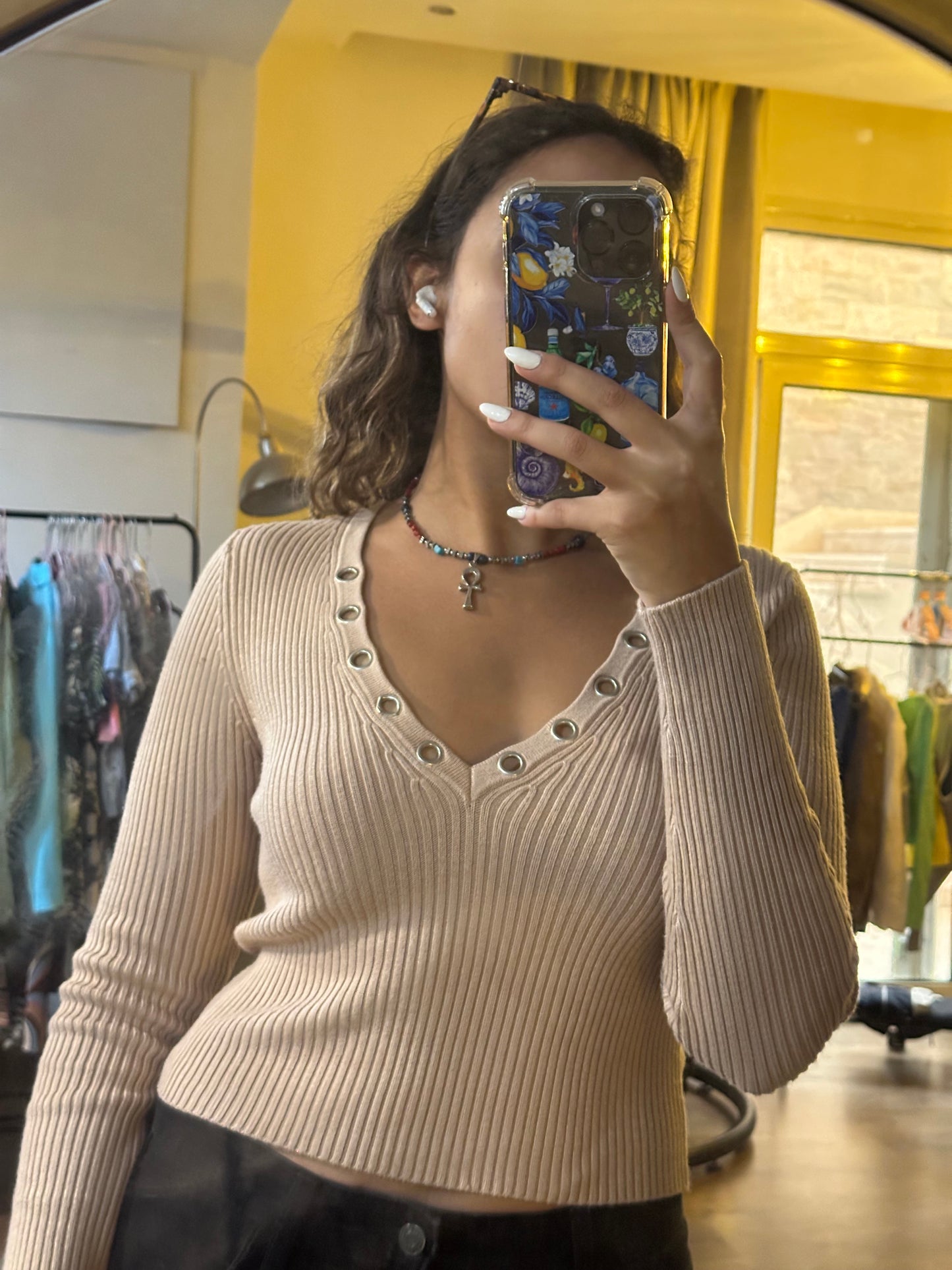 Beige Knitted Top - Bardot