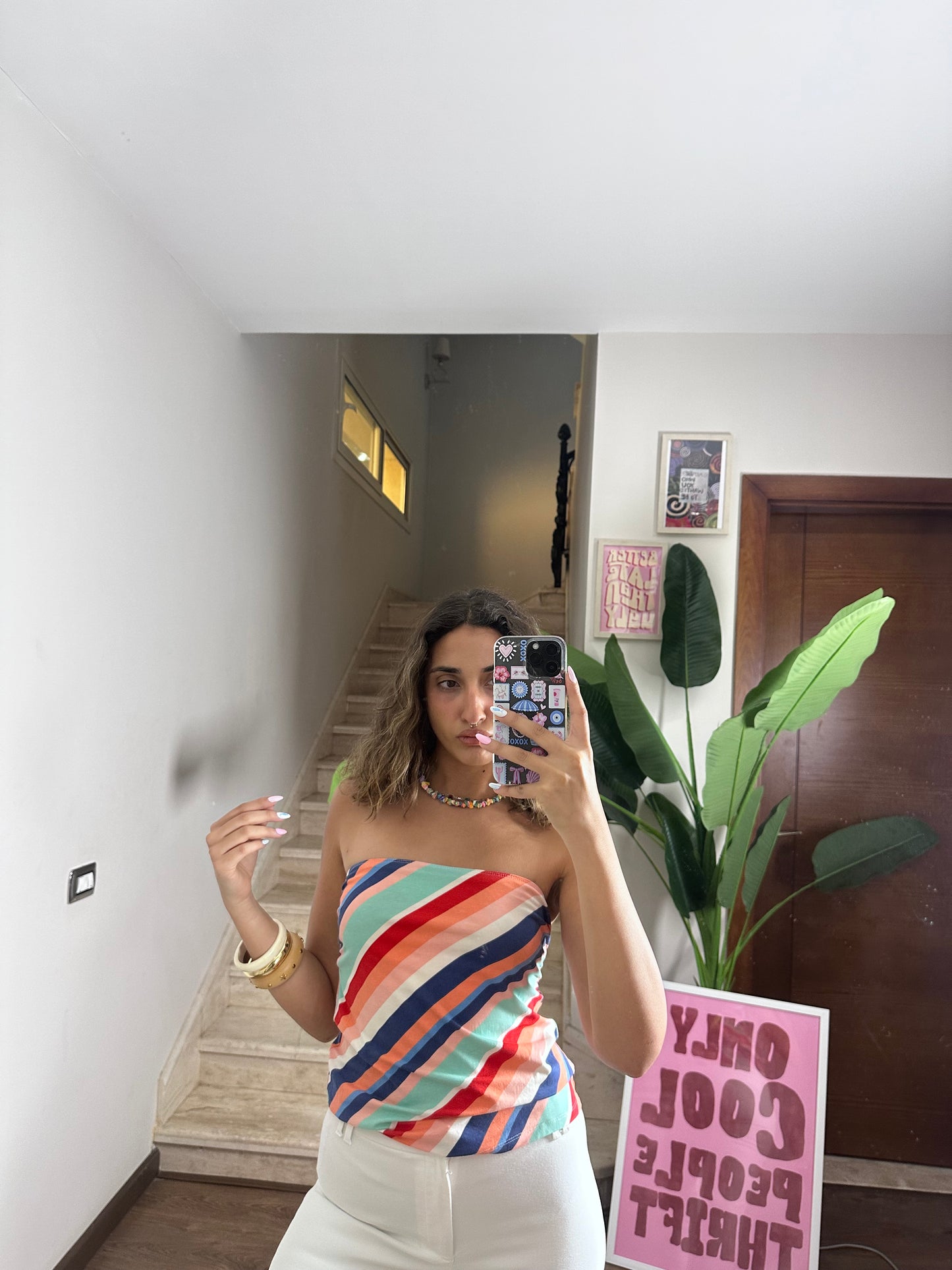Patterned Asymmetric Tube Top (Large)
