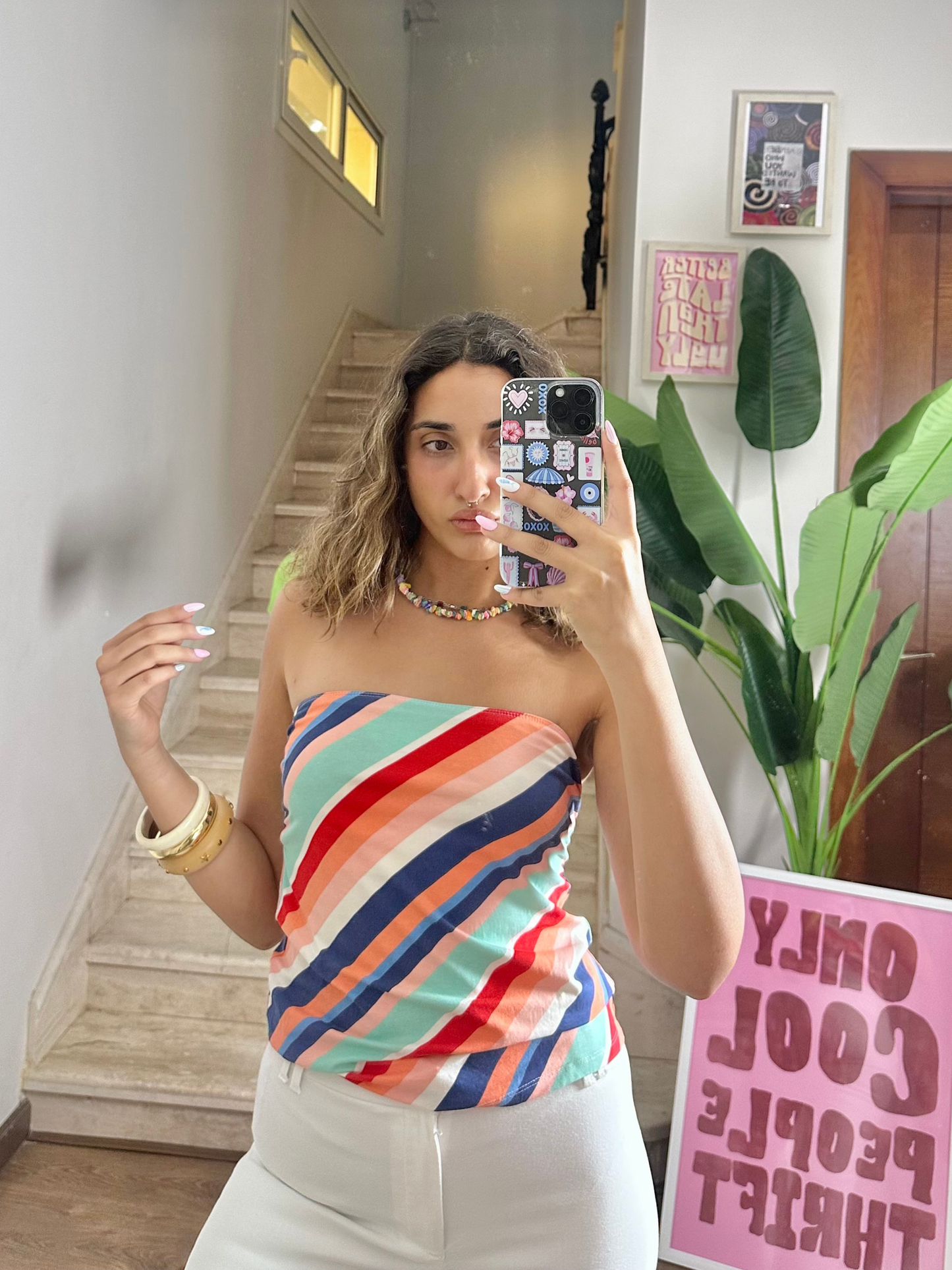 Patterned Asymmetric Tube Top (Large)