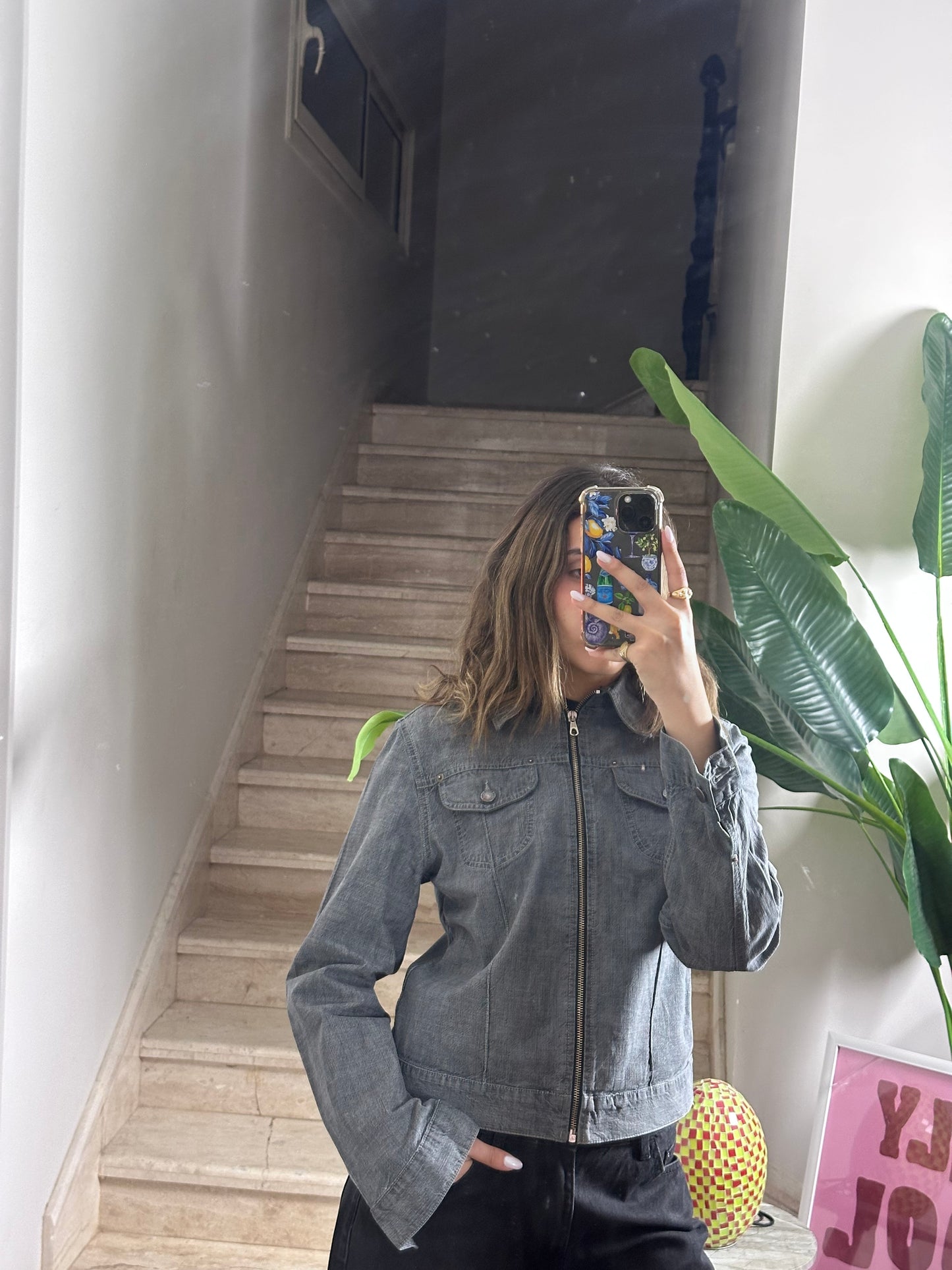 Grey Zipped Up denim (M/L)