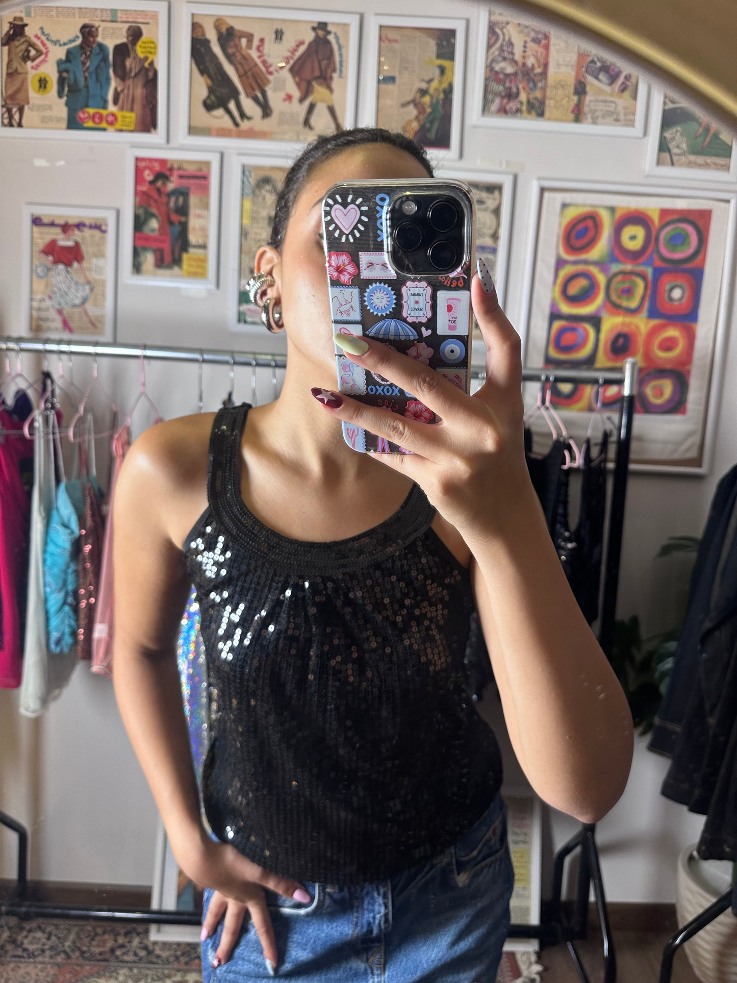 Black Sequin Top (Medium)