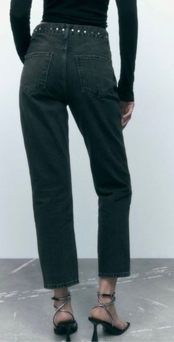 Rhinestone Black Jeans - Zara