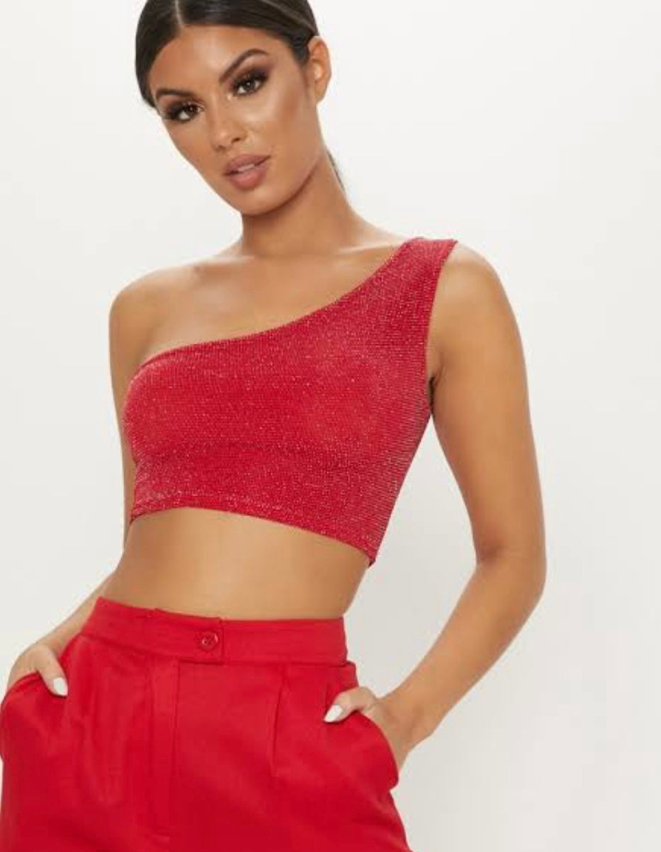 Red Glitter Crop Top - PLT