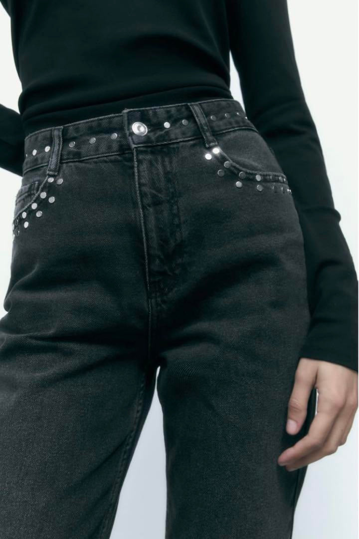 Rhinestone Black Jeans - Zara