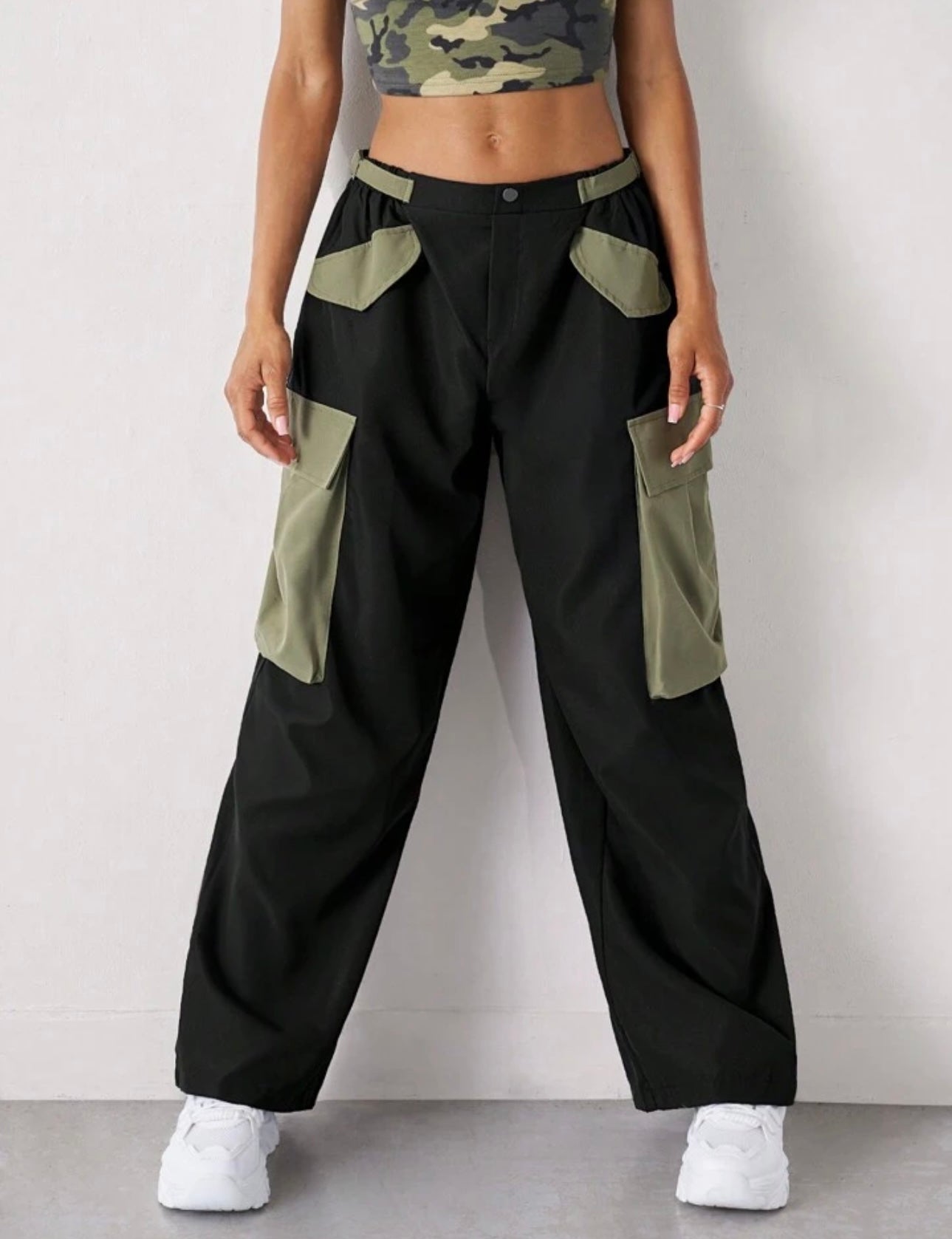 Color Block Cargo Pants - Shein