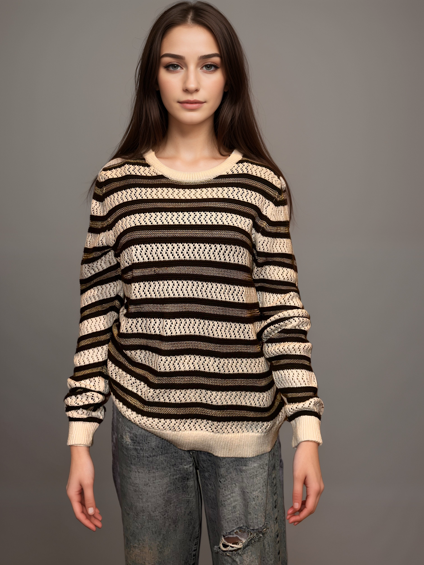 Olive & White Knitted Top - We