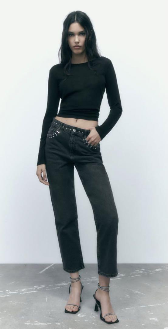 Rhinestone Black Jeans - Zara