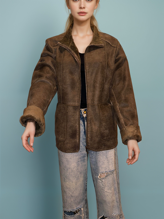 Brown Vintage Suede Jacket - TBS