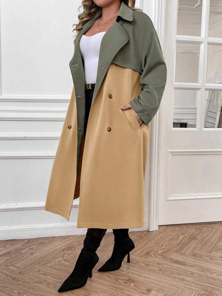 Two Tone Doubled Coat - Shein