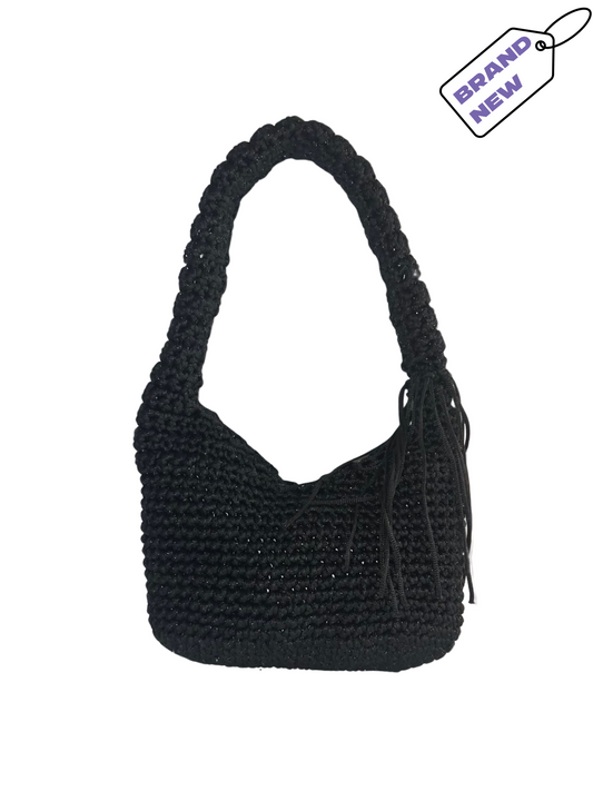 Knitted Black Glitter Bag