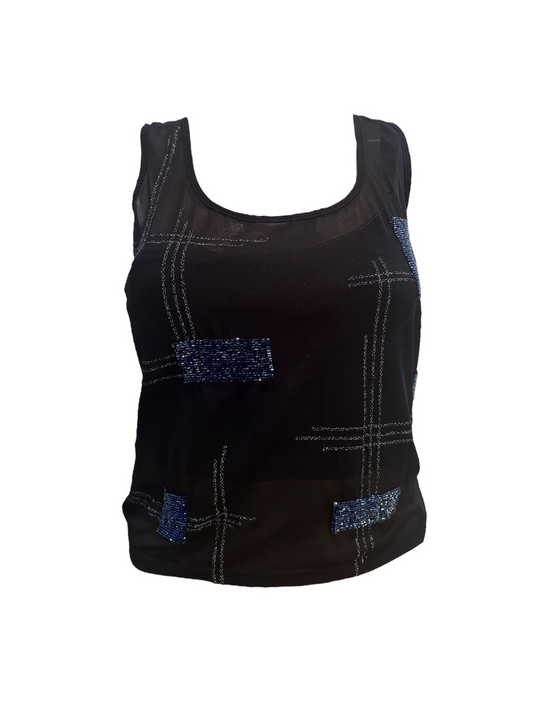 Mesh With Blue Embroidery- Karen Millen