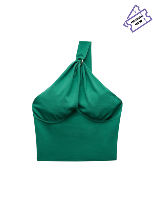 Gold Buckle Knit Crop Top - Zara