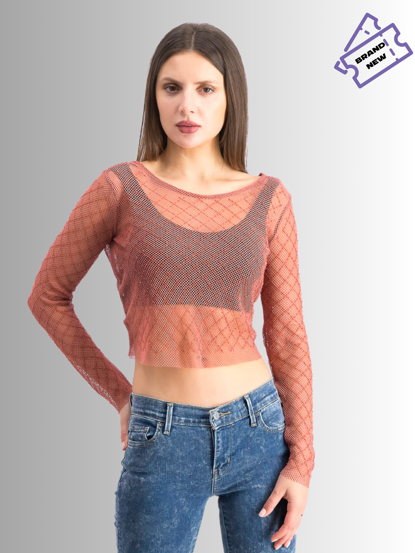 Shimmery Mesh Top - Bershka