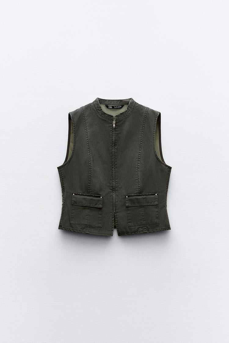 Fitted Waxed Gilet - Zara