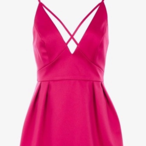 Hot Pink Criss Cross Leather Dress - Top Shop