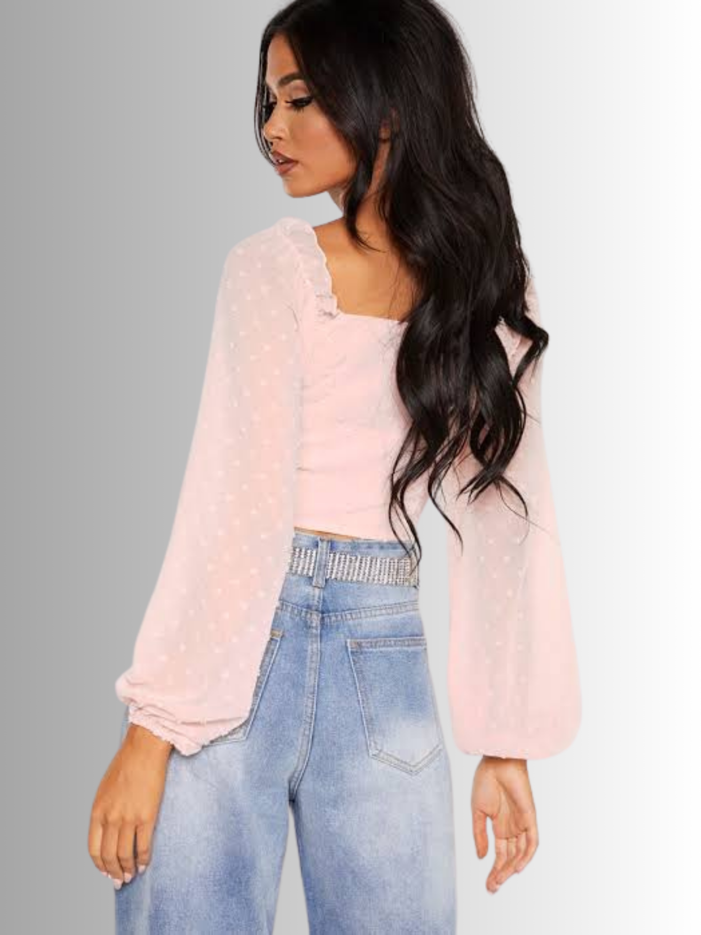 Mesh Sleeve Crop Top - Pretty Little Thing