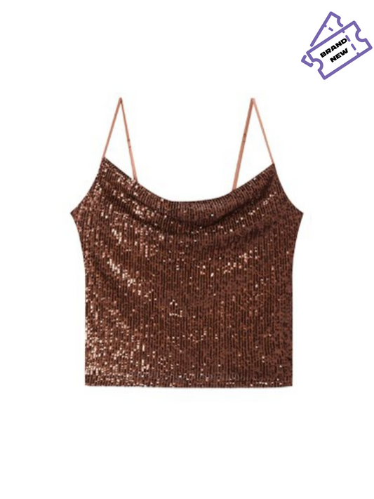 Draped Sequin Top - Stradivarius