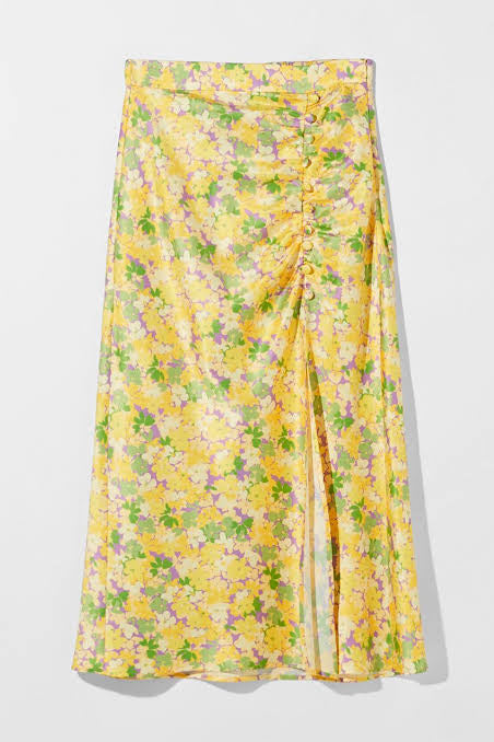 Floral Satin Skirt - Bershka