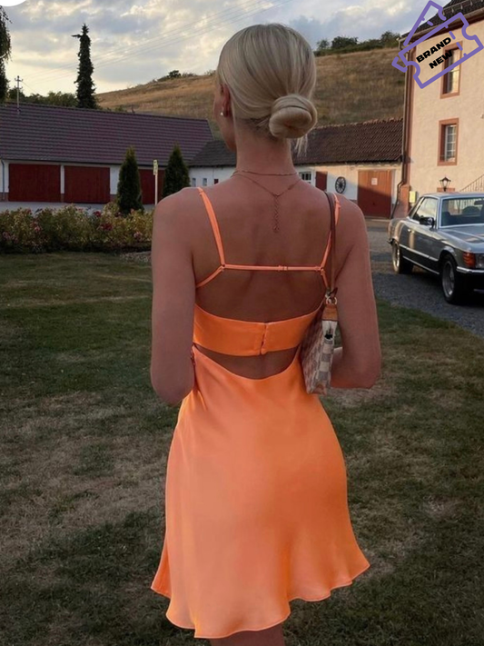 Orange Satin Dress