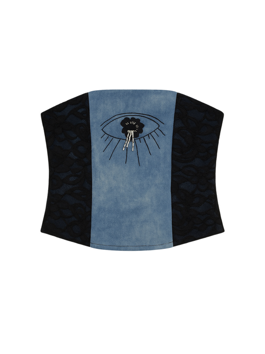 Denim x Black Lace Corset