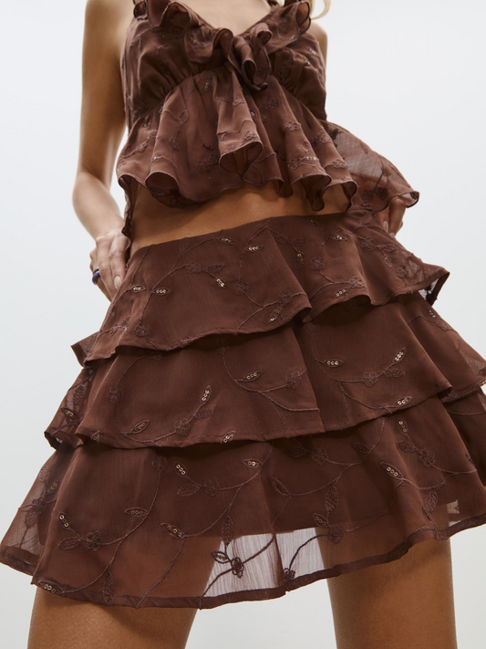 Embroidered Skort - Stradivarius