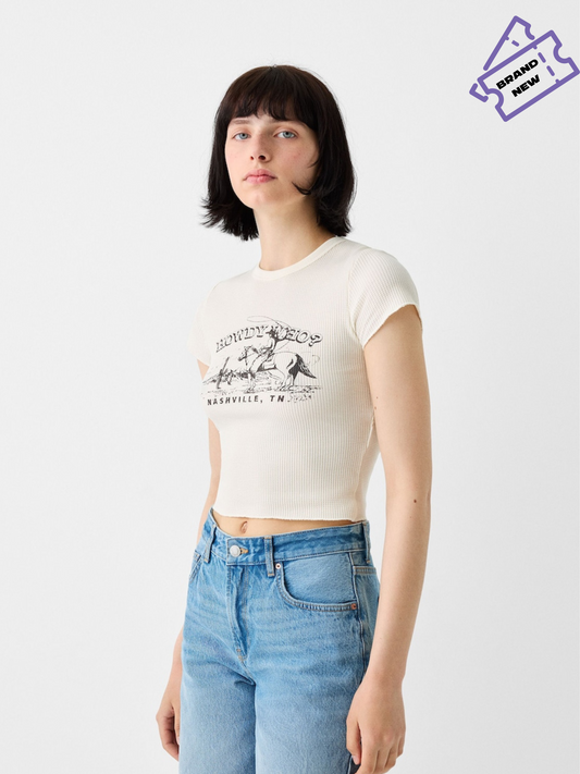 White Crop Top - Bershka