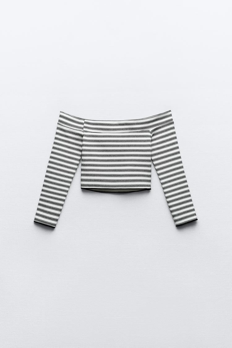 Stripped Off Shoulder Top - Zara