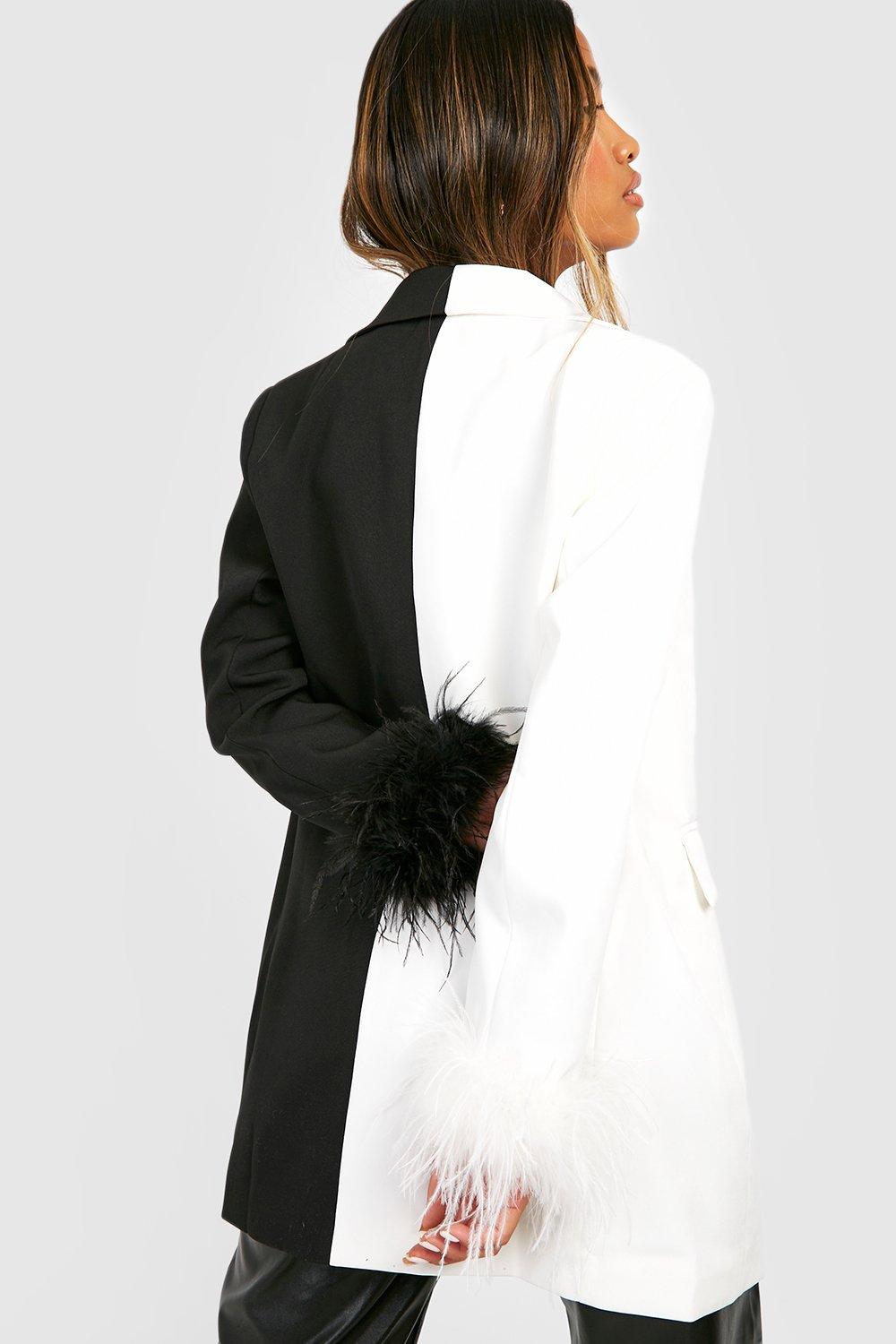 Double Feather Trim Blazer - Boohoo