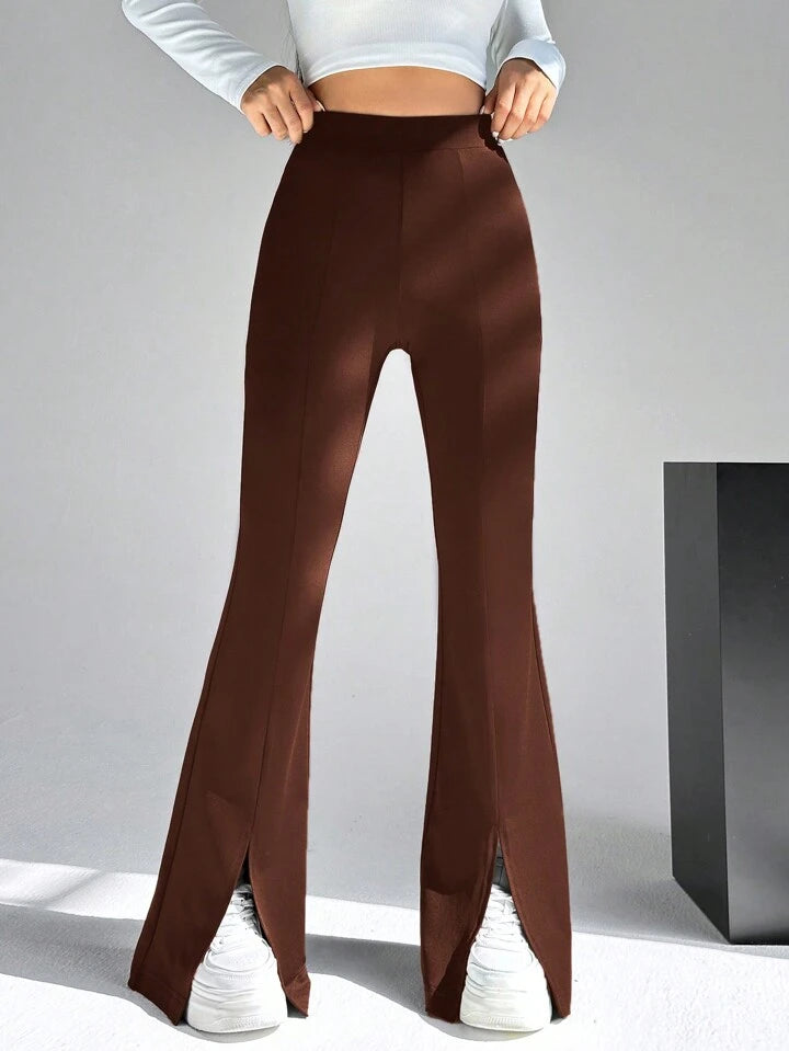 Chocolate Brown Flare Pants - Bershka