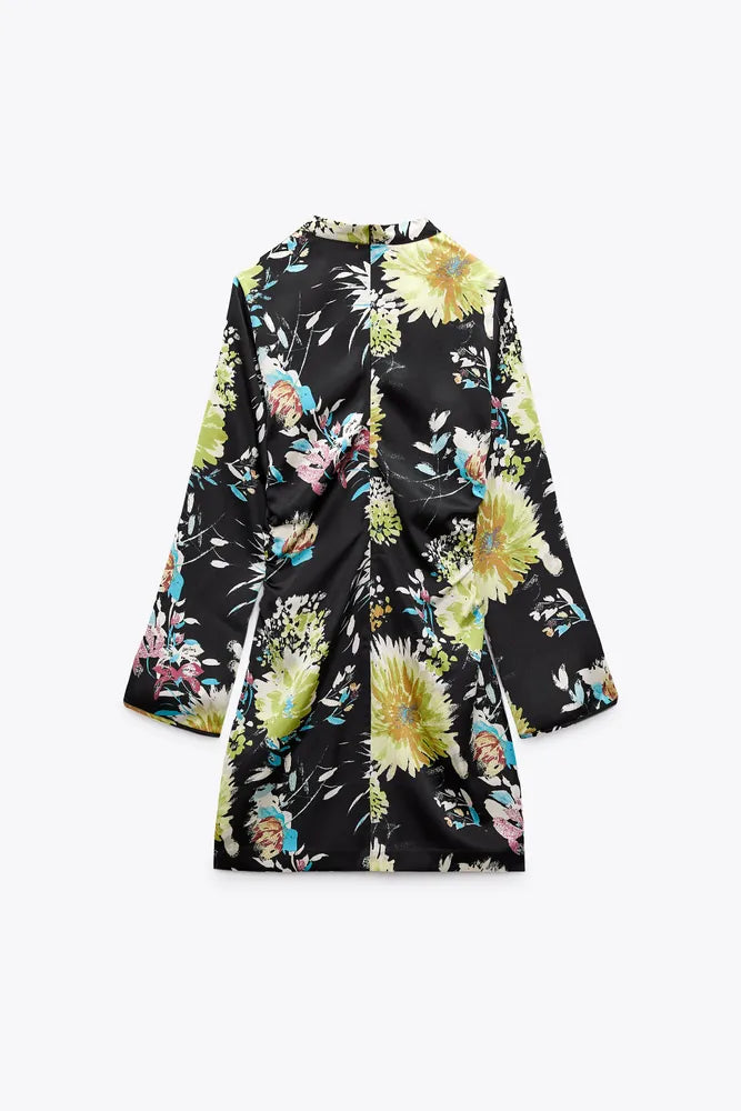 Floral Satin Dress - Zara