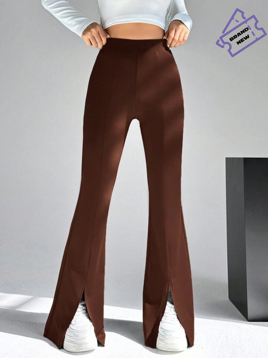 Chocolate Brown Flare Pants - Bershka