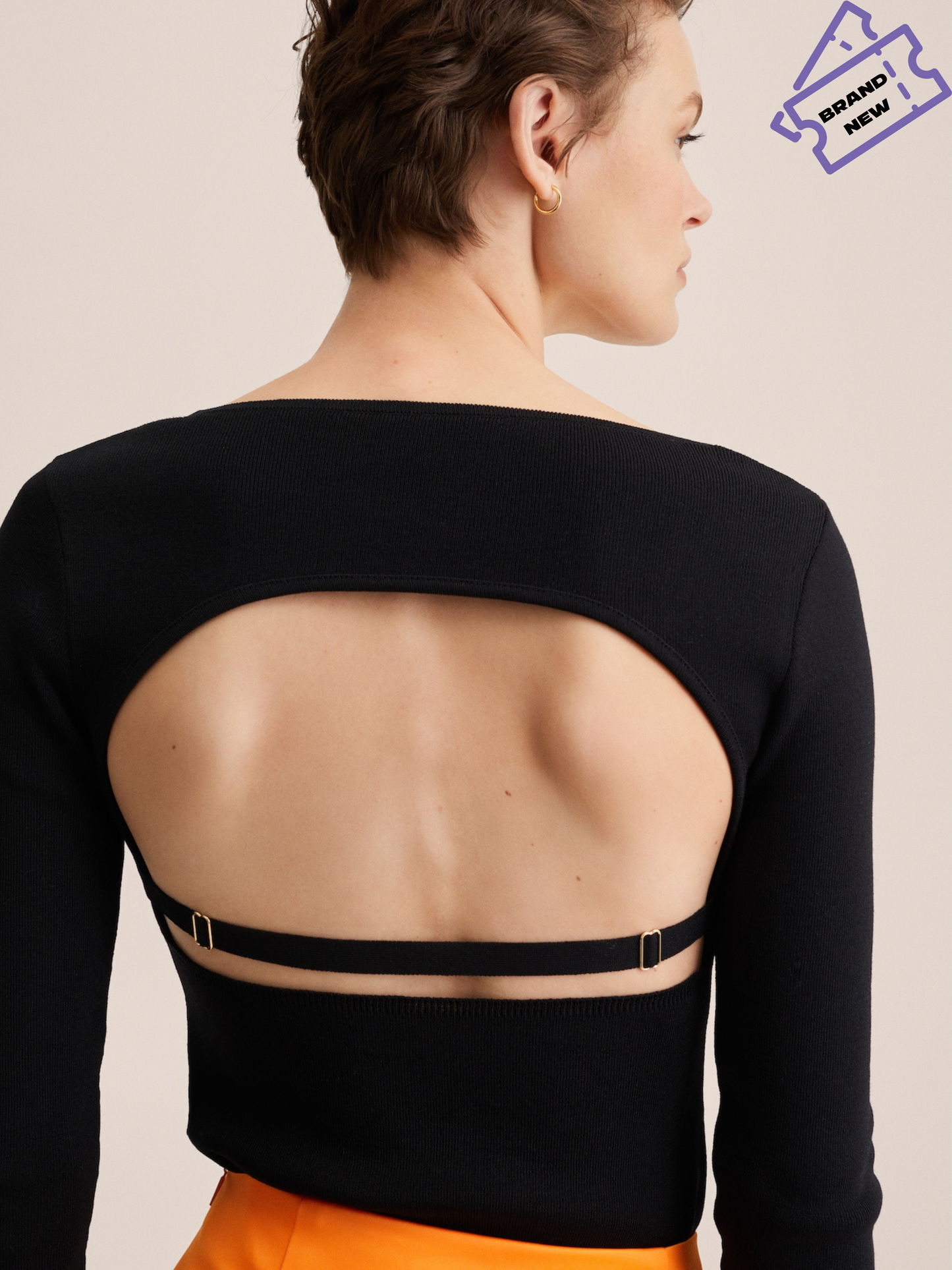 Backless Long Sleeve Top - Mango