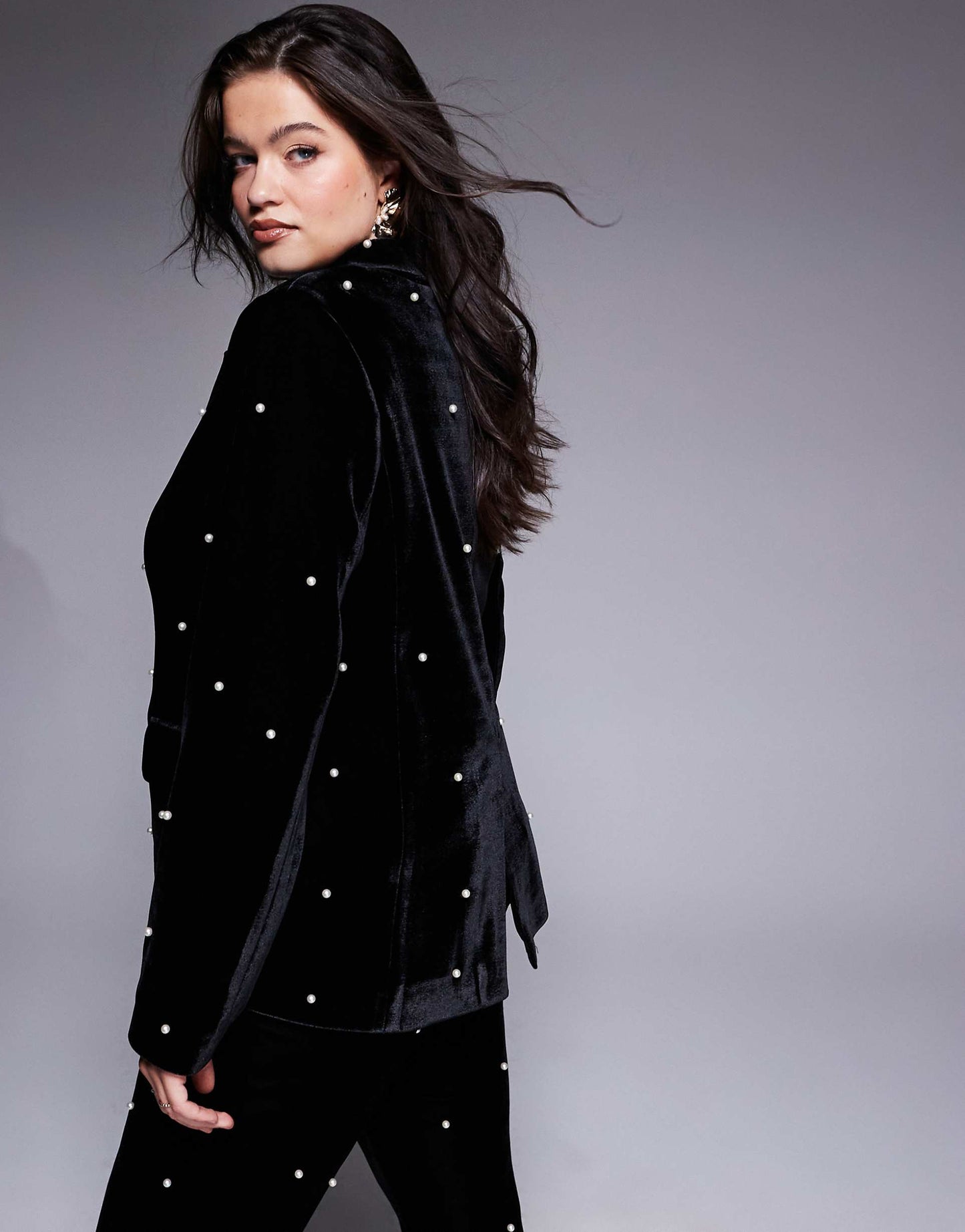 Pearl embellished velvet Blazer - PLT