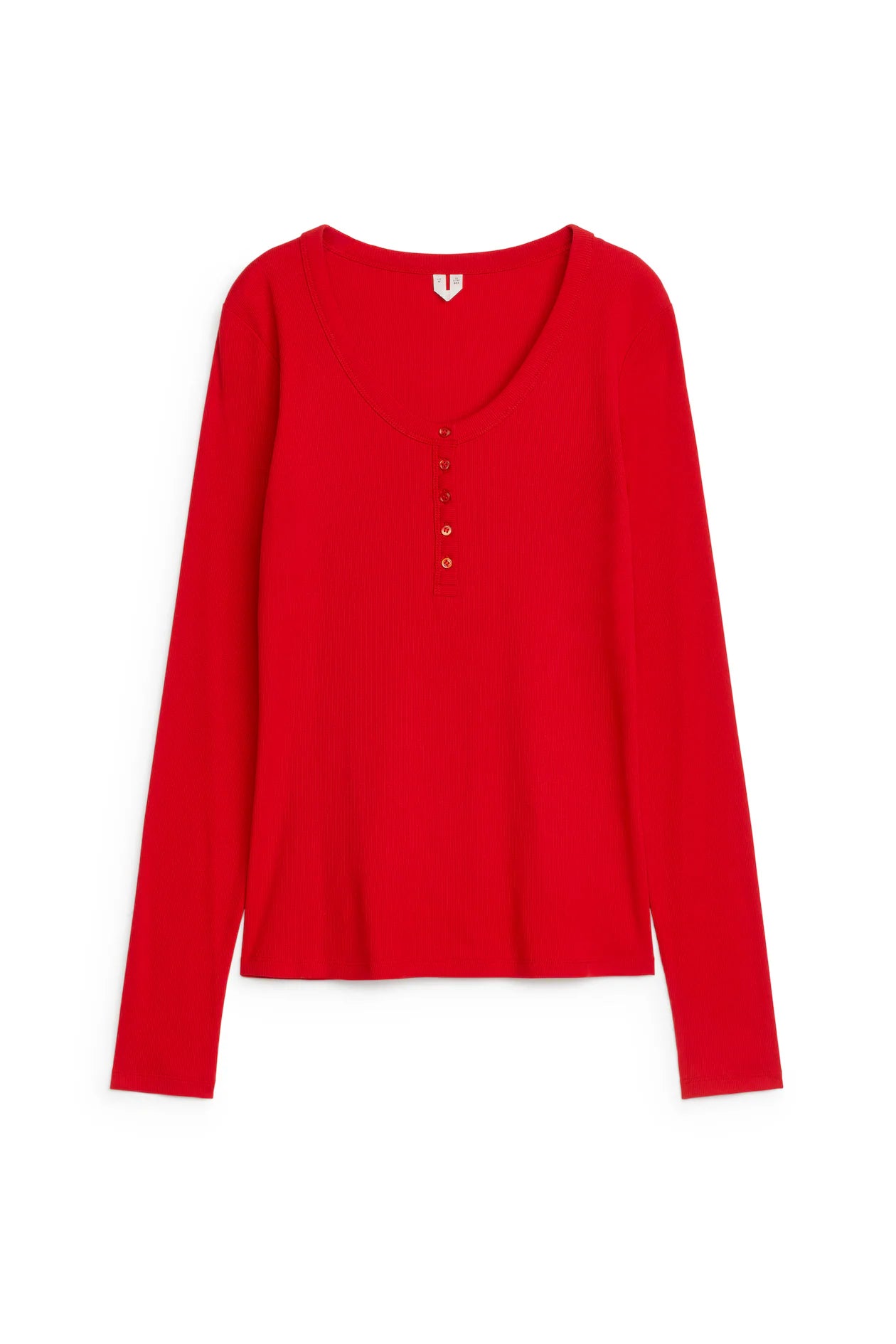 Red Ribbed Basic Top - New Look