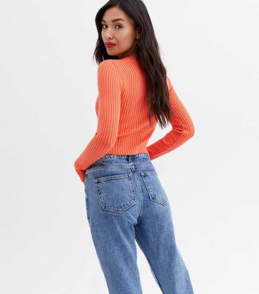 Orange Ribbed Top