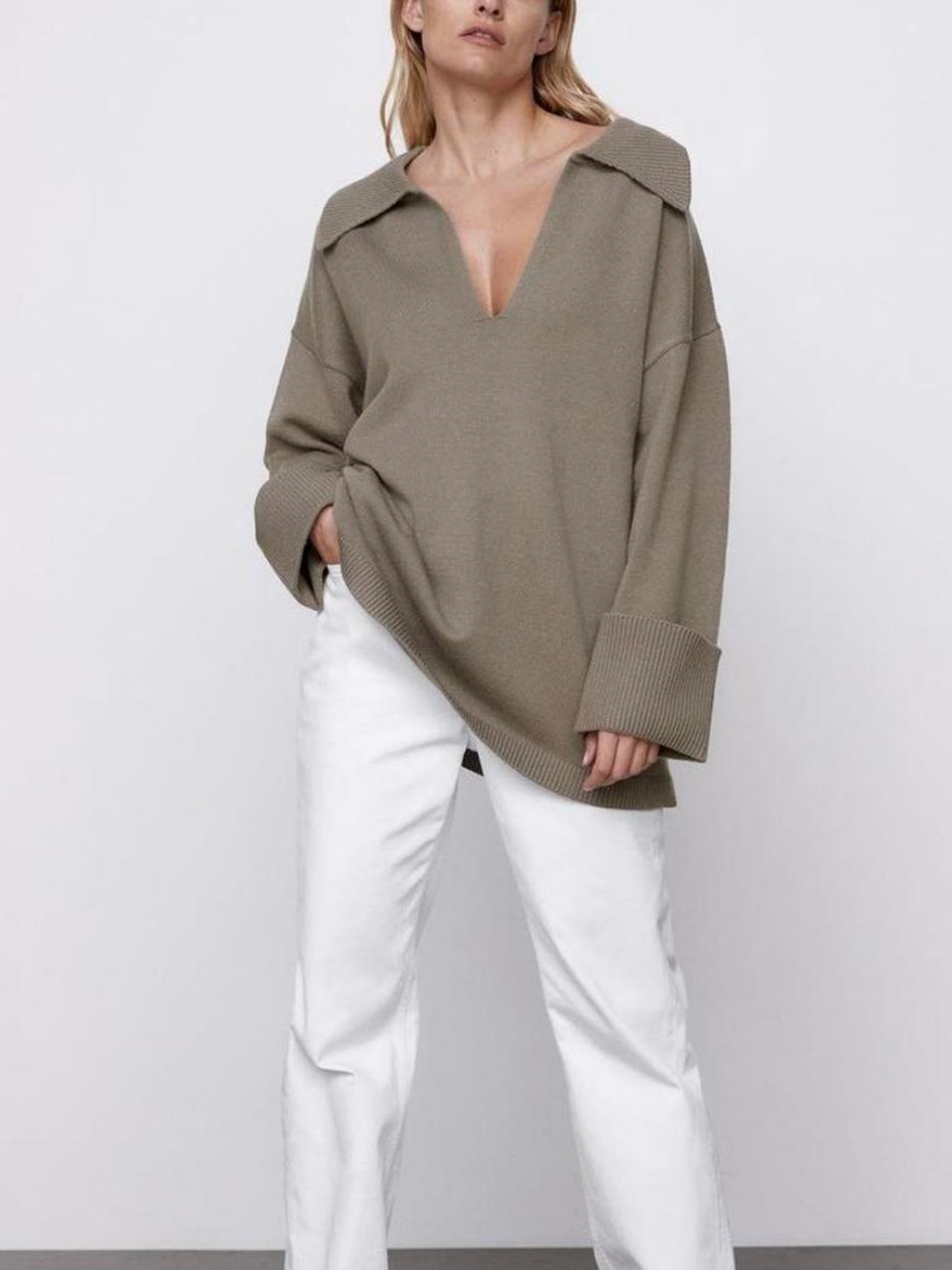 Oversized Polo Knit Sweater - Zara